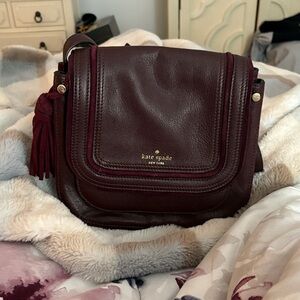 Kate Spade Leather and Suede Burgundy Crossbody Bag